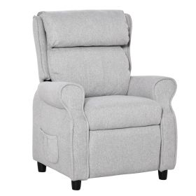 Qaba Adjustable Kids Recliner Light Grey Childrens Sofa with Footrest Side Pockets for Ages 3-5 Nursery Furniture