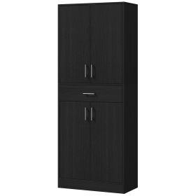 HOMCOM 71" Kitchen Pantry Storage Cabinet with Drawer and Adjustable Shelf, Freestanding Tall Kitchen Pantry, Distressed Black