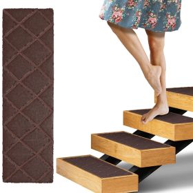 Carpet Stair Treads for Wooden Steps Indoor 8 x 30 inch Pack of 15 Brown Adhesive Stair Tread Carpet for Stairs Non Slip Washable Polyester Stair