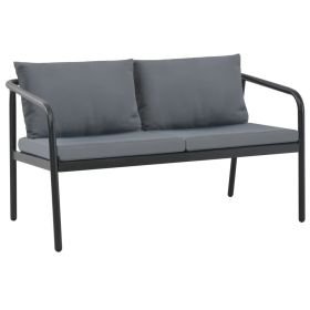 2 Seater Patio Sofa with Cushions Gray Aluminum