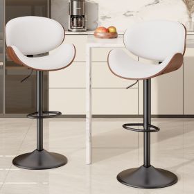 Swivel Bar Stools Set of 1, Seat Adjustable Height 24-33IN Bentwood Barstools with Back & Footrest (COUNT: 2set, Color: White)