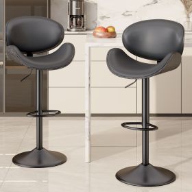 Swivel Bar Stools Set of 1, Seat Adjustable Height 24-33IN Bentwood Barstools with Back & Footrest (COUNT: 2set, Color: Gray)