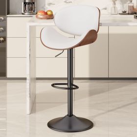 Swivel Bar Stools Set of 1, Seat Adjustable Height 24-33IN Bentwood Barstools with Back & Footrest (COUNT: 1set, Color: White)
