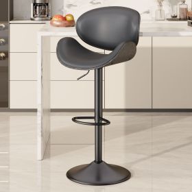 Swivel Bar Stools Set of 1, Seat Adjustable Height 24-33IN Bentwood Barstools with Back & Footrest (COUNT: 1set, Color: Gray)