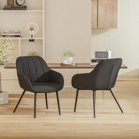 The two-piece set of dining bar chairs features a modern, ergonomically designed curved backrest, armrests and seat cushion, suitable for coffee (Color: Black)