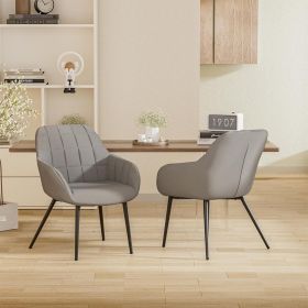 The two-piece set of dining bar chairs features a modern, ergonomically designed curved backrest, armrests and seat cushion, suitable for coffee (Color: Grey)