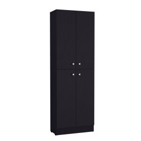 Lynch Kitchen Pantry 71" H, 4 Doors, 5 Adjustable Shelves, Laundry (Color: Black)