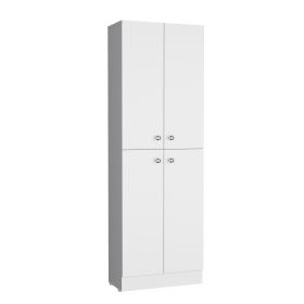 Lynch Kitchen Pantry 71" H, 4 Doors, 5 Adjustable Shelves, Laundry (Color: White)