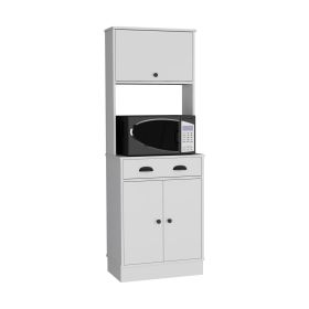 Apex Kitchen Pantry with Drawer, Two Cabinets, and Microwave Stand (Color: White, Material: Manufactured Wood)