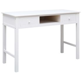 Writing Desk White 43.3"x17.7"x29.9" Wood (Color: White)