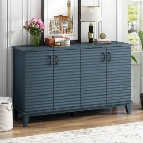 Sideboard with 4 Door Large Storage Buffet with Adjustable Shelves and Metal Handles for Kitchen,Living Room,Dining Room (Color: Navy, Material: MDF)