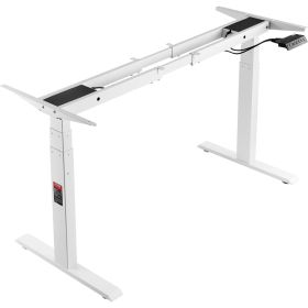 VEVOR Standing Desk Frame Dual Motor, Adjustable 26"-50.8" Height & 43.3"-70.1" Length Electric Stand Up Computer Desk Legs (Table Leg Level: Level 3, Color: White)