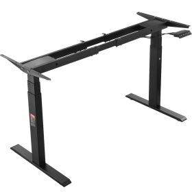VEVOR Standing Desk Frame Dual Motor, Adjustable 26"-50.8" Height & 43.3"-70.1" Length Electric Stand Up Computer Desk Legs (Table Leg Level: Level 3, Color: Black)