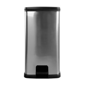 13.2 Gallon Trash Can, Plastic Rectangular Step Kitchen Trash Can, Silver (Volume Capacity: 13.2 gal)