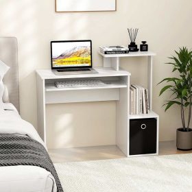 1PC Space-saving Computer Desk with Pull-out Keyboard Tray (Color: nan)