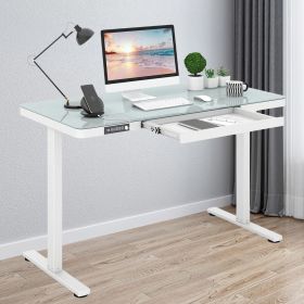 1PC 48-Inch Height Adjustable Electric Standing Desk with DrawerHome Office Desks (Color: White)