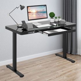 1PC 48-Inch Height Adjustable Electric Standing Desk with DrawerHome Office Desks (Color: Black)